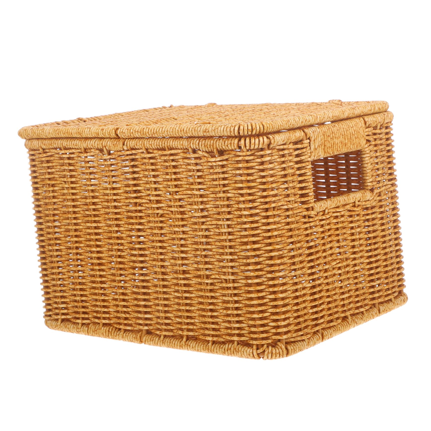 Panier rangement imitation rotin foncé bac plastique tressé pour placard