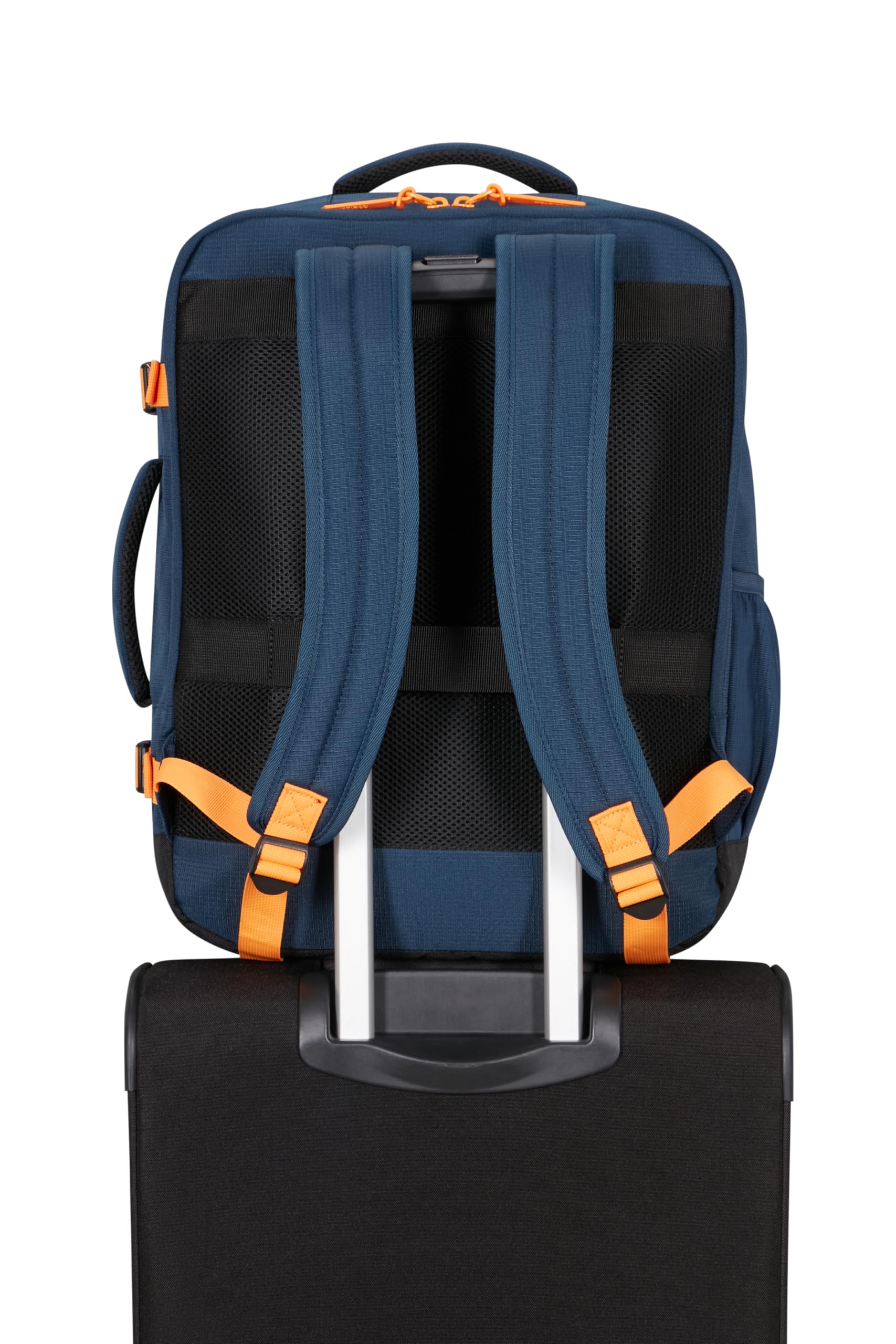 American Tourister Take2Cabin - EasyJet Bolsa de Cabina 36 x 20 x 45 cm, 38 l, 0,70 kg, Equipaje de Mano, Mochila de Avión M Bajo Asiento, Blau/Orange (Dark Navy/Radiant Orange)