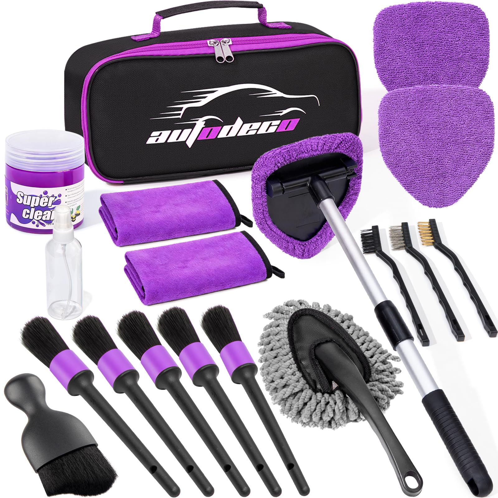 Herramienta de Limpieza de Parabrisas, Kit de Detalles Interiores de Coche, Cepillo de Detalles, Toallas, Plumero, Kit de Limpieza Interior de Coche para caravanas, Camiones, remolques