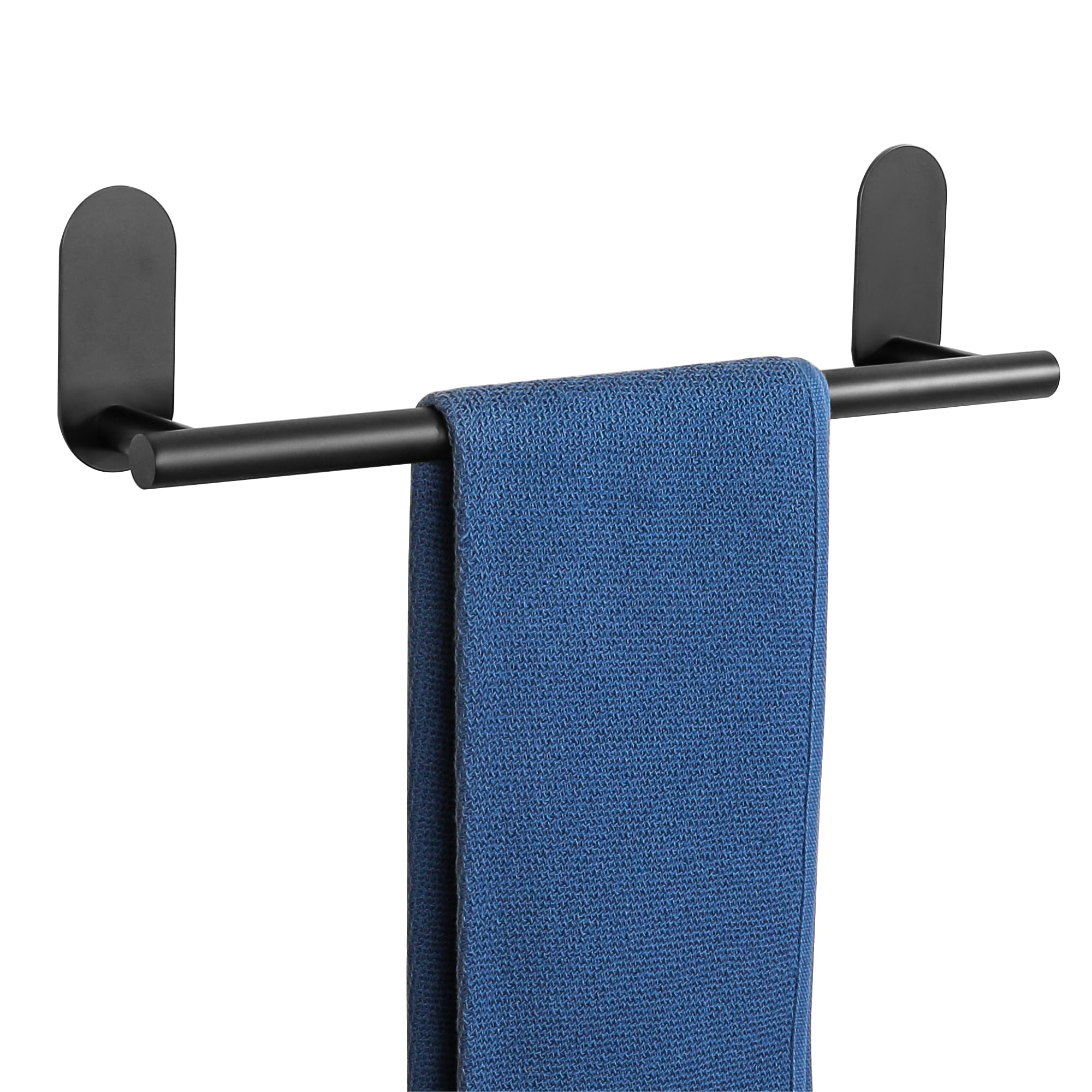 GLETSF Self Adhesive Black Towel Rail Hand Towel Holder Wall Mounted 40Cm 16Inch Towel Rack Stick For Bathroom Kitchen No Drilling Metal Sus304.
