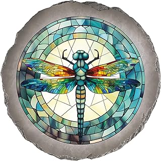 Magnolia Garden 10-Inch Stained Glass Dragonfly Decorative Stepping Ston...