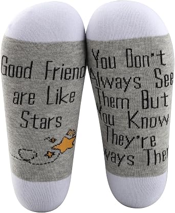 MBMSO Friend Socks Gifts 2 Pairs Friendship Socks Good Friends are Like Stars Long Distance Friendship Gifts Going Away Gifts