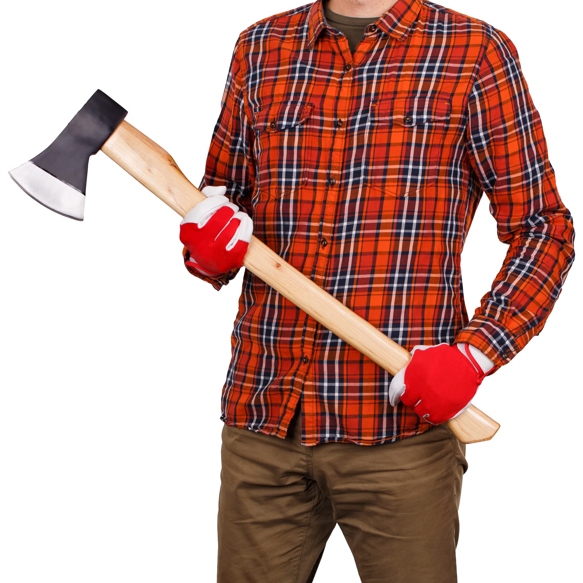 Mivos Hacha Forestal 1600 g Con Mango de Madera de Hickory y Cabeza de Acero Al Carbono - 83 cm - Para Cortar, Rajar, Partir y Procesar Madera en Jardín y Bosque
