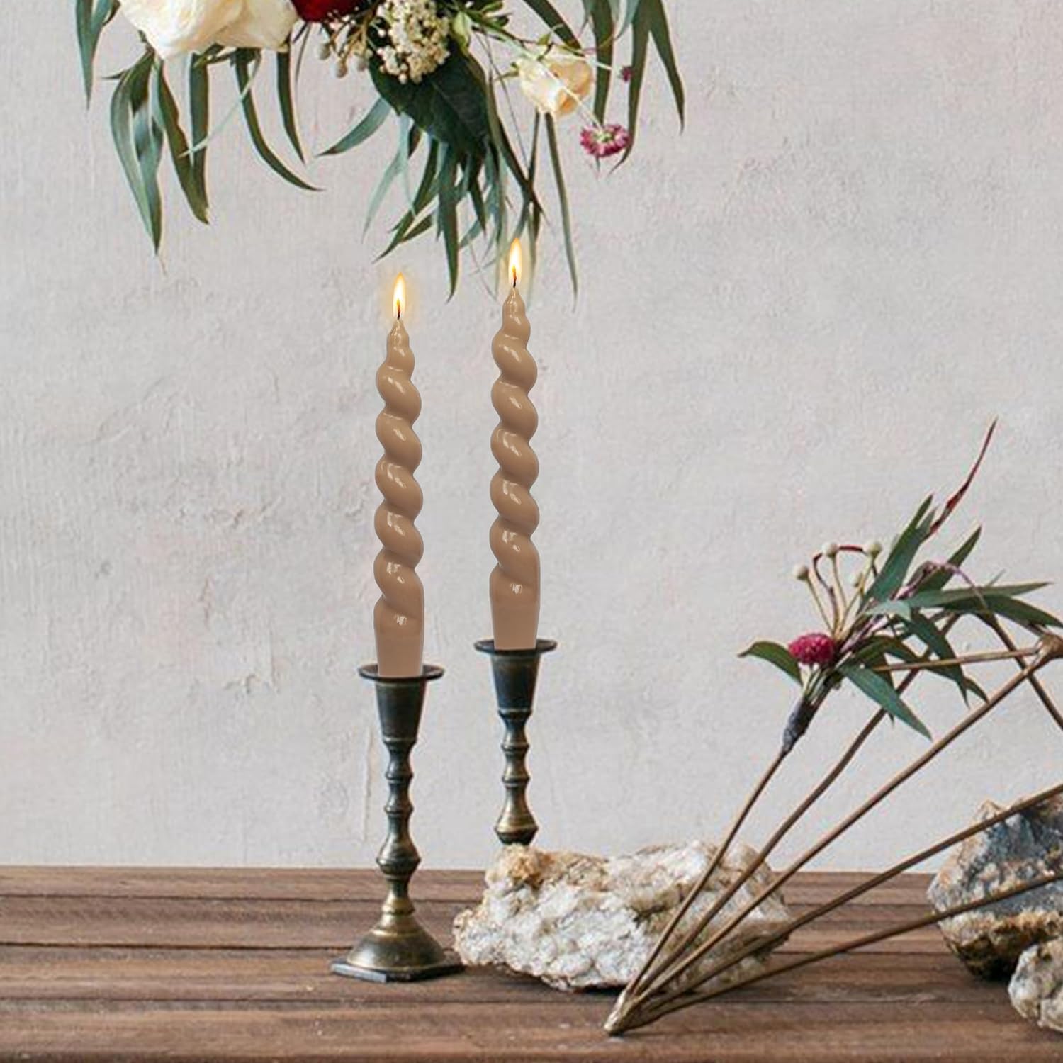 6PCS Unscented Spiral Candle Handmade Black Short Candlesticks 7.5Inch Smokeless Taper Candles Long Lasting Burn Candle Sticks Small Twisted Candlestick for Halloween Decoration