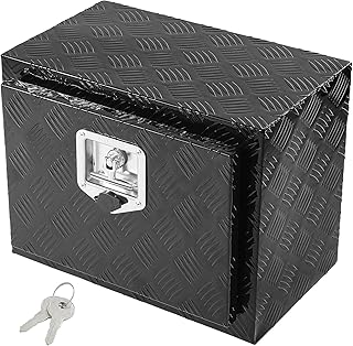VEVOR Caixa de ferramentas para camião 46 x 32 x 36 cm caixa de armação inferior caixa de armazenamento de liga de alumínio montagem inferior com fechadura e chaves para reboques, camionetas, preto
