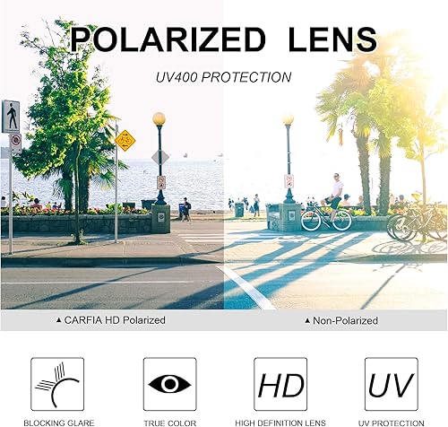 Miniatura 3 de CARFIA Gafas de sol deportivas polarizadas para ciclismo, correr, pesca, para hombres y mujeres, ultraligeras y cómodas, Tr90, marco 047