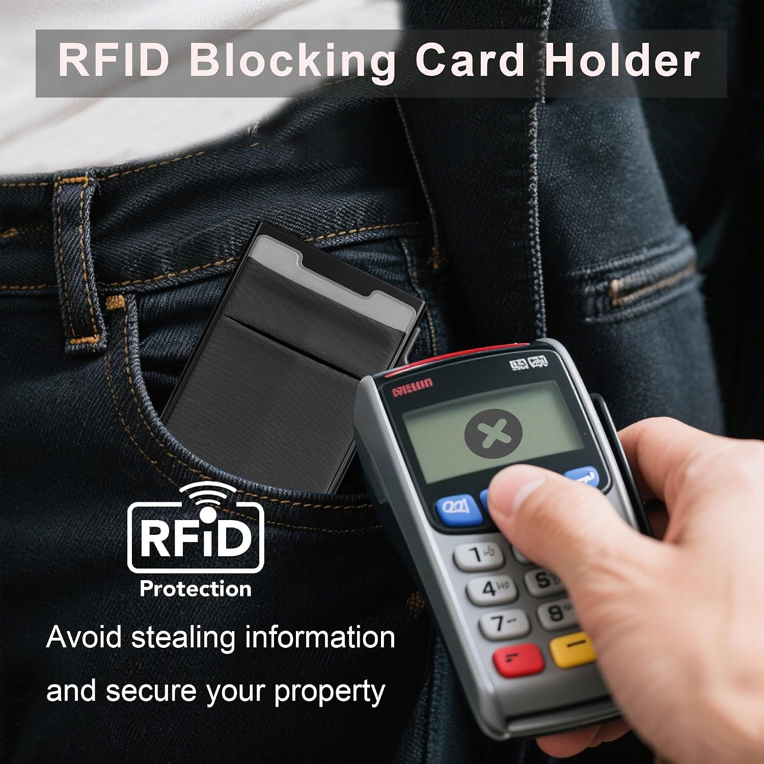 Mens Wallet for Bank/Credit/ID/Parper Money/Coin Organizer,Smart Pop up Card Holder with Slide Button,Extend Money Pocket,RIFD Blocking Protection,Metal Card Case Holder up to 12 Cards (Black)