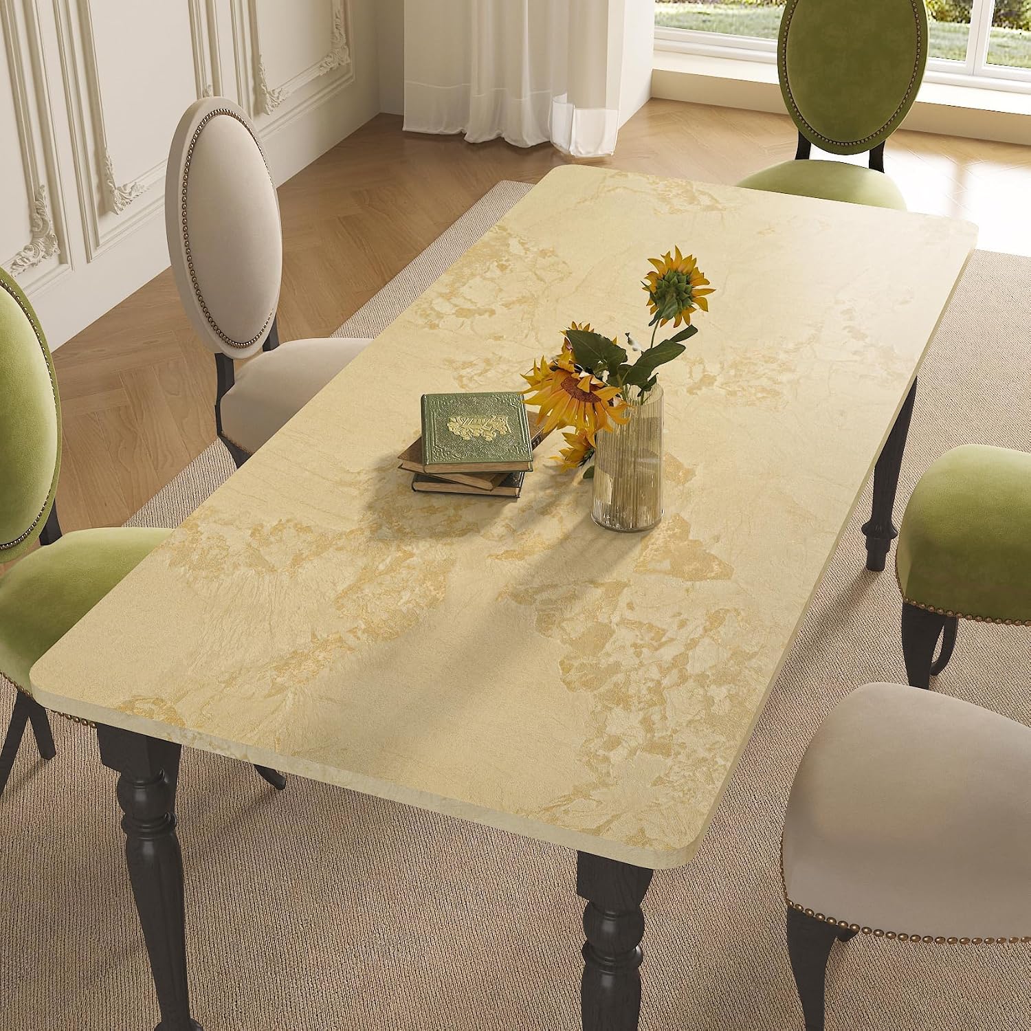 LACHEERY Thick Beige Gold Marble Contact Paper for Countertops Waterproof Kitchen Countertop Peel and Stick Marble Wallpaper for Walls Bathroom Countertops Counter Top Covers Matte Vinyl Wrap 15.8x79
