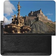 Edinburgh Castle Fontana Passport Vaccine Card Holder PU Cover Wallet Travel Document Organizer