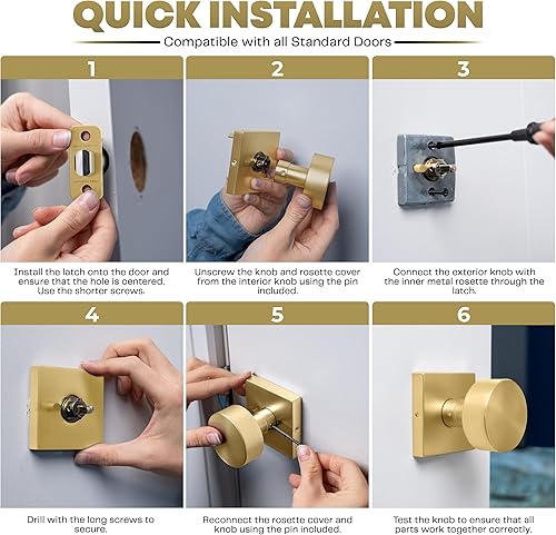 Miniatura 5 de Mega Handles SUANA - Pomo de puerta de privacidad para pasillo, armario y baño, perillas de puerta reversibles de diseño resistente, se adapta a