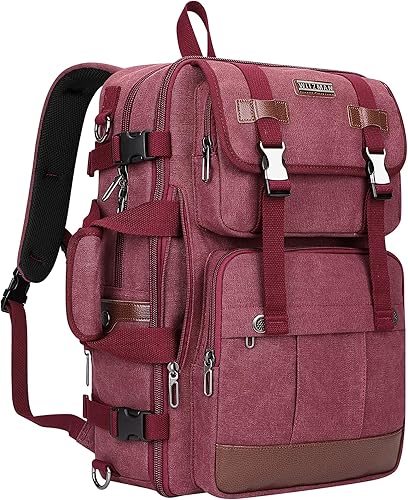 Miniatura 9 de Mochila de lona WITZMAN con puerto de carga USB, mochila grande de viaje, equipaje de mano, apta para laptops de 17 pulgadas, para hombres, Negro,