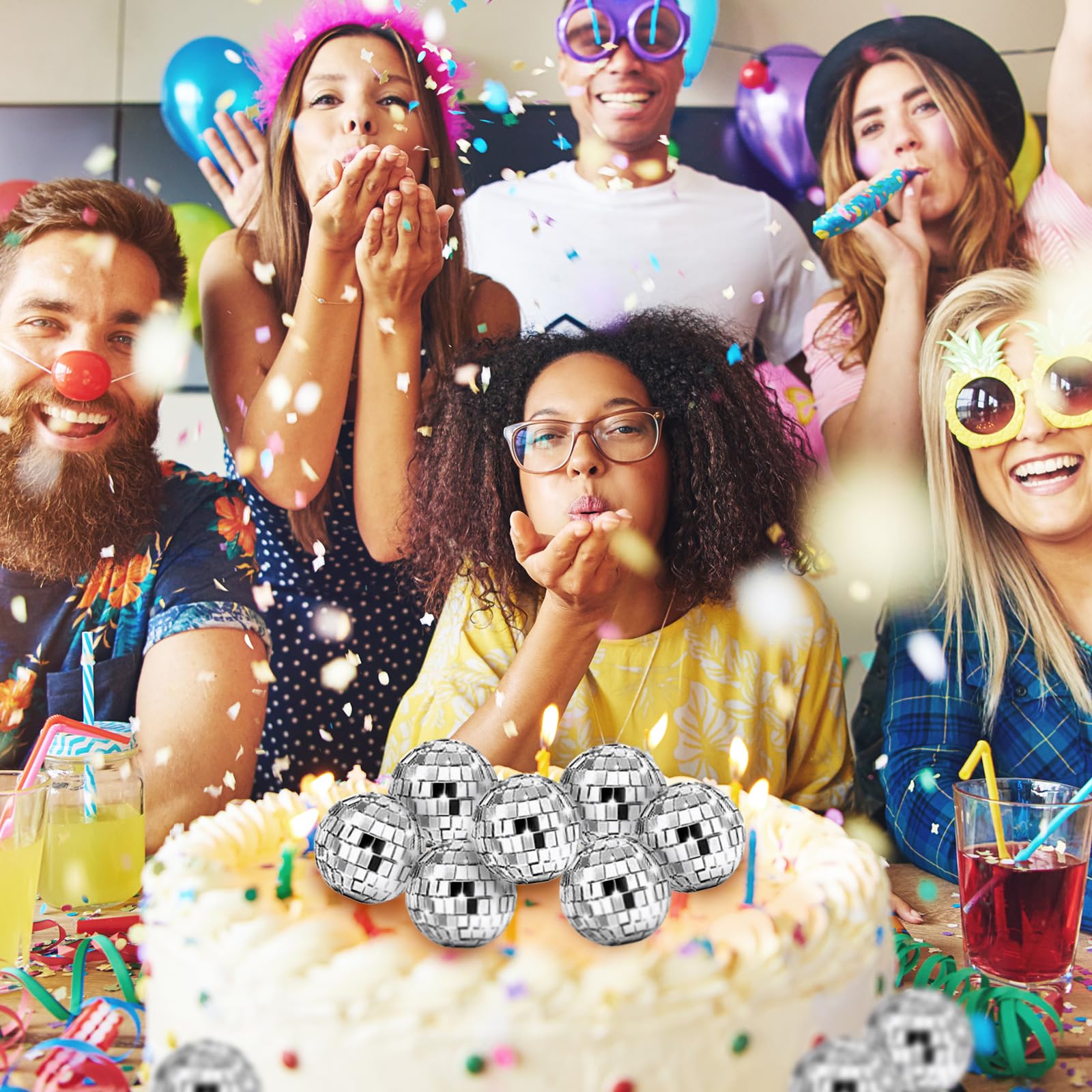 Decoración Para Tartas De Bola De Discoteca - 35 Piezas, Temática Años 70, Para Cupcakes Y Fiestas