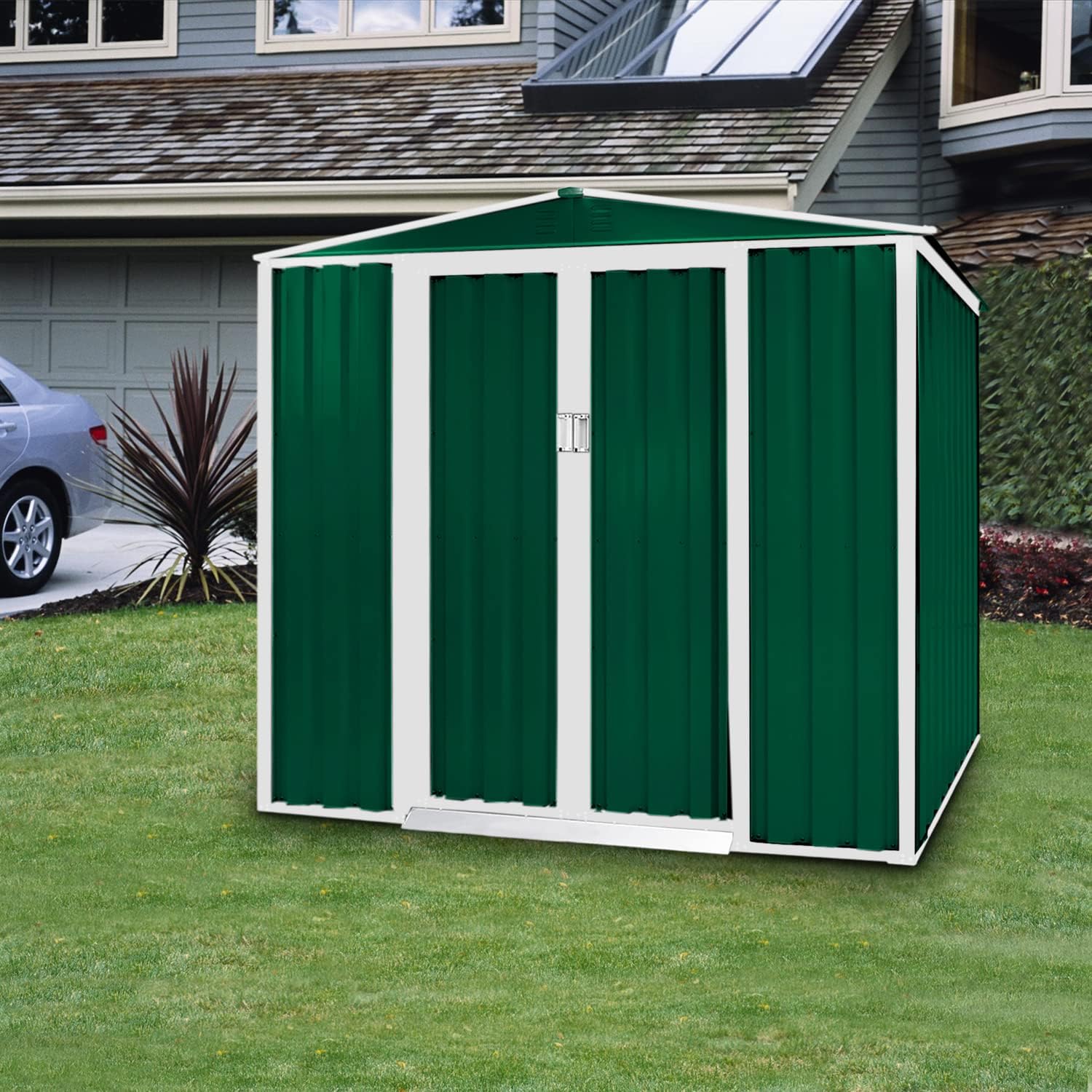 Fеаturеd Prоduсt Patiomore 4×6 FT Outdoor Storage Shed Tool House Garden Steel Shed Walk-in,Green Bеѕt Prоmо Patiomore 4×6 FT Outdoor Storage Shed Tool House Garden Steel Shed Walk-in,Green