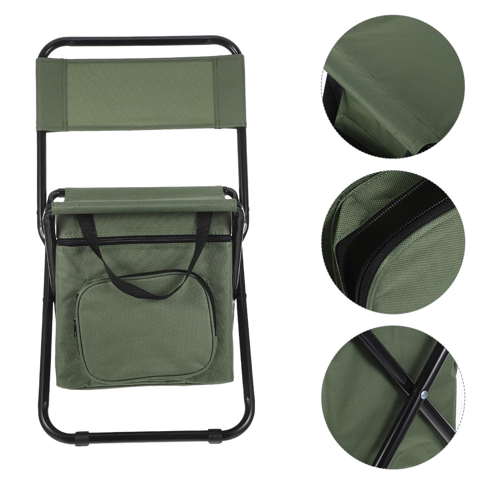 Sedia Portatile da Escursionismo Pieghevole con Schienale e Borsa Termica Integrata Sgabello Leggero da Pesca per Campeggio Picnic e Attività All’Aperto Trasporto Compatto e