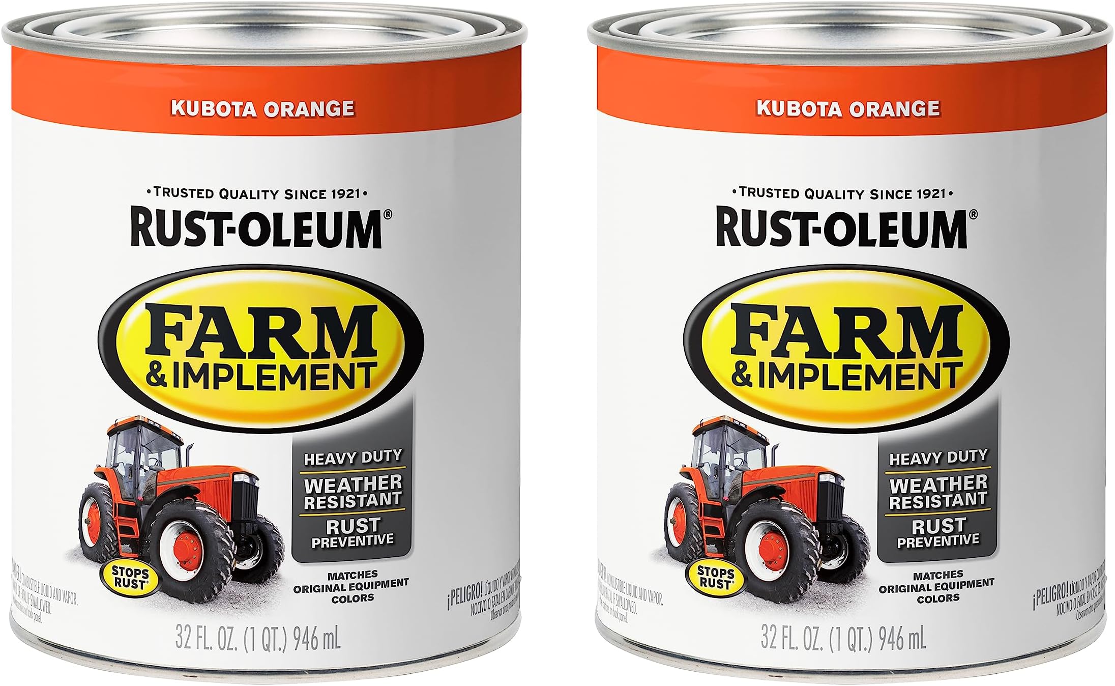 280159-2PK Farm & Implement Enamel Paint, Quart, Kubota Orange, (Pack of 2)