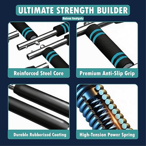 Miniatura 6 de Entrenador giratorio de brazo ajustable, barra de potencia de 40 a 130 libras para fuerza superior del cuerpo, equipo de entrenamiento portátil de