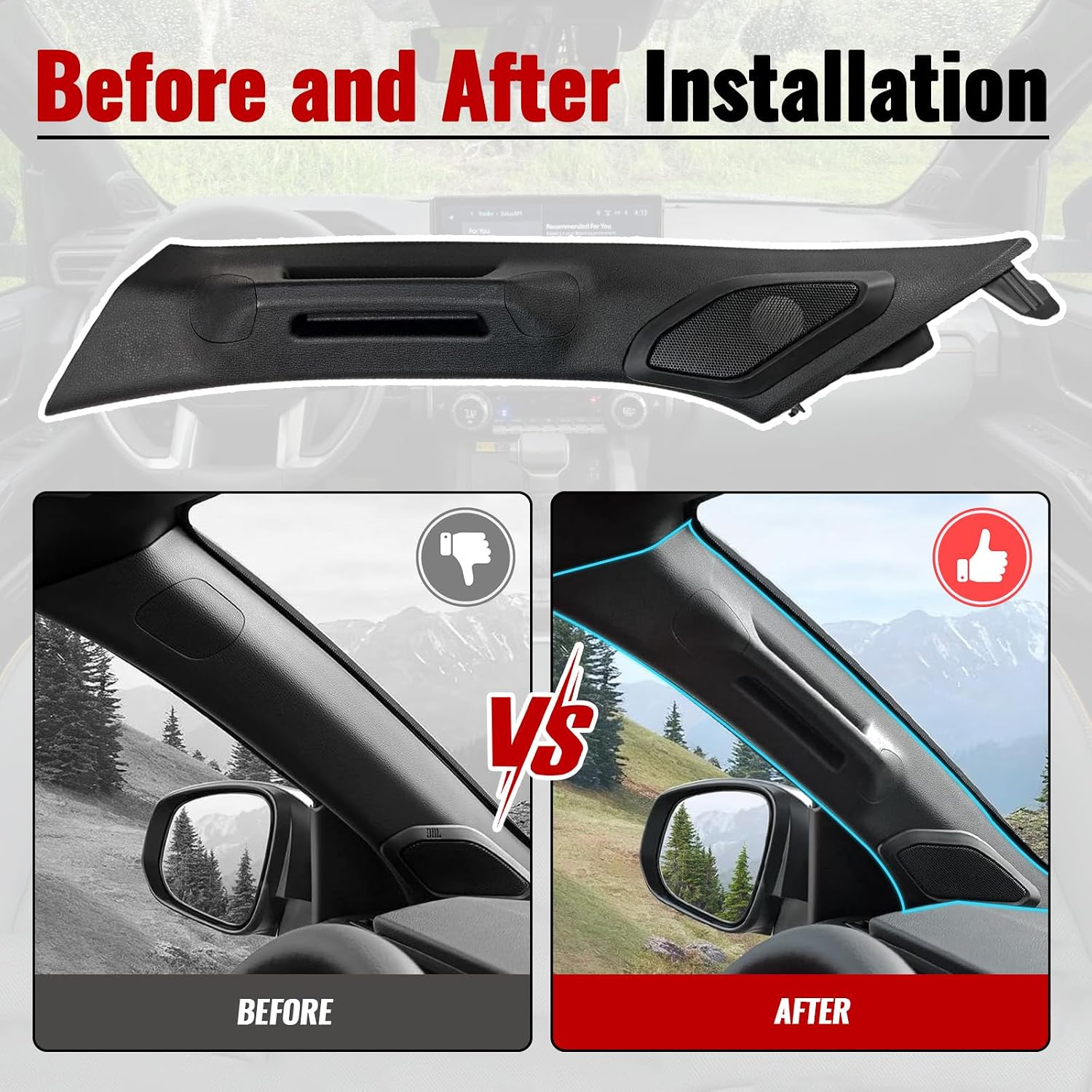 Driver Side A-Pillar Grab Handle Compatible with Toyota Tacoma 2024-2026 | OEM Texture Black Interior Assist Grip, Sturdy & Quiet No Creaking, Matches Passenger Side, Easy Install