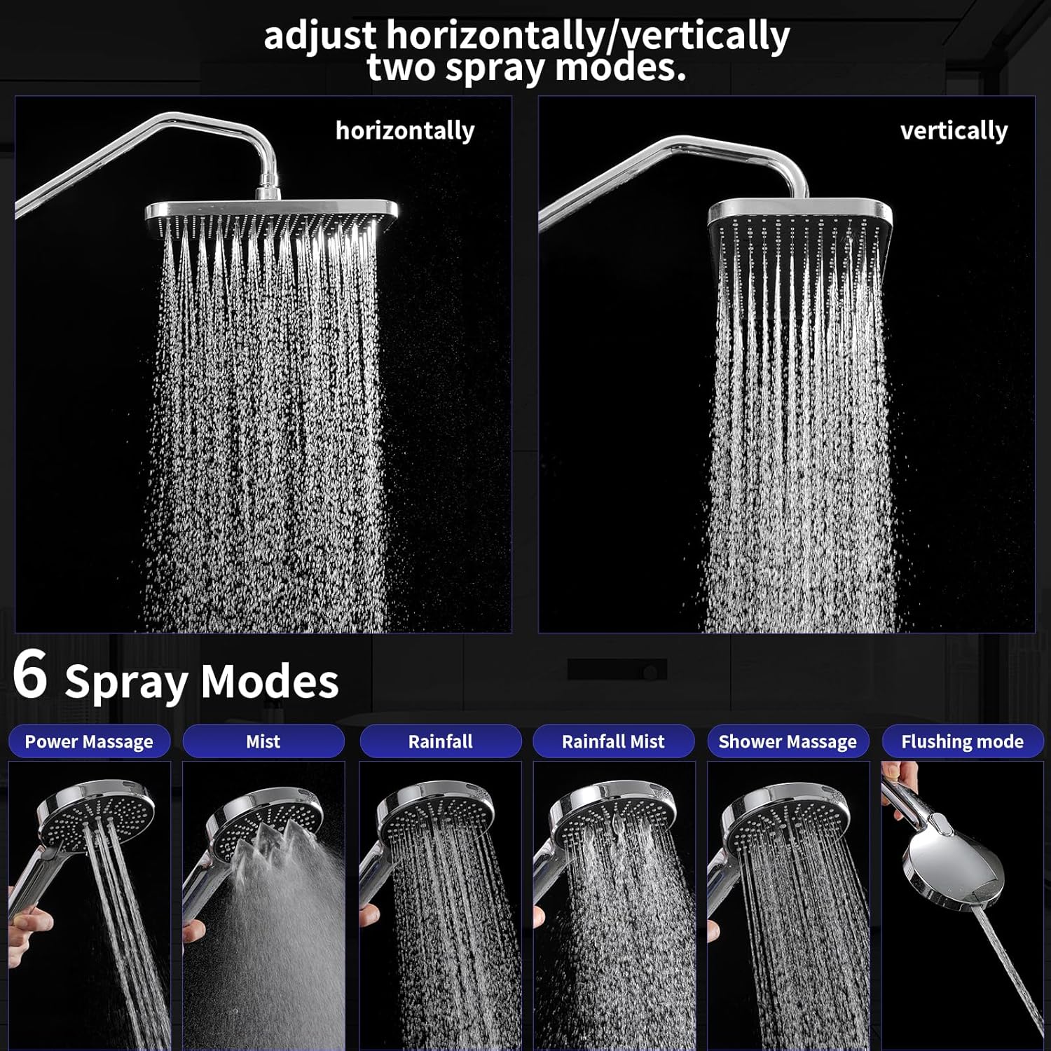 13 inch rain shower head modern bathroom install