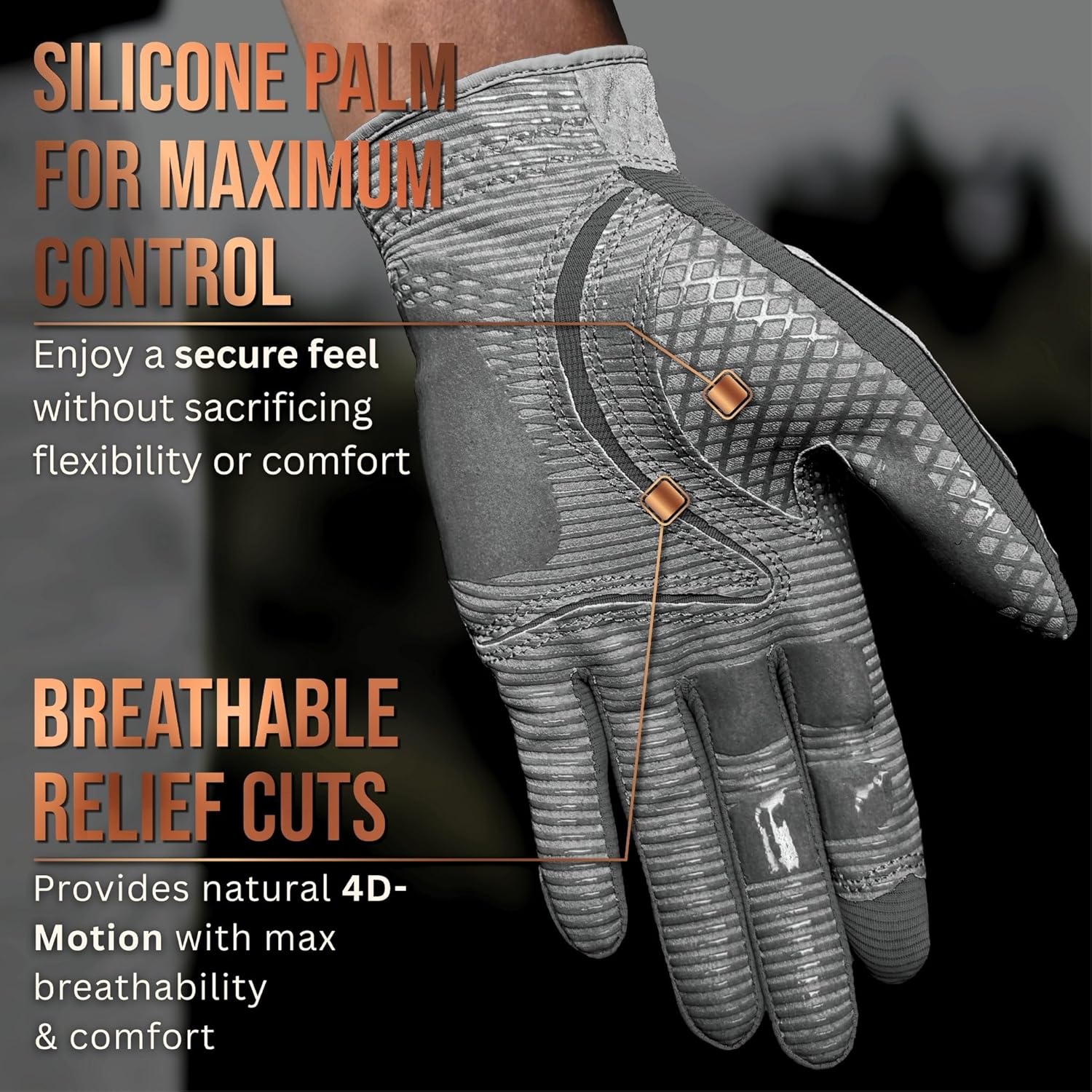 Copper Tech Plus Golf Gloves Men Right Handed Golfer or Left Handed Golfer (2nd Gen) | Copper Compression Joint Support Golf Glove - Image 3