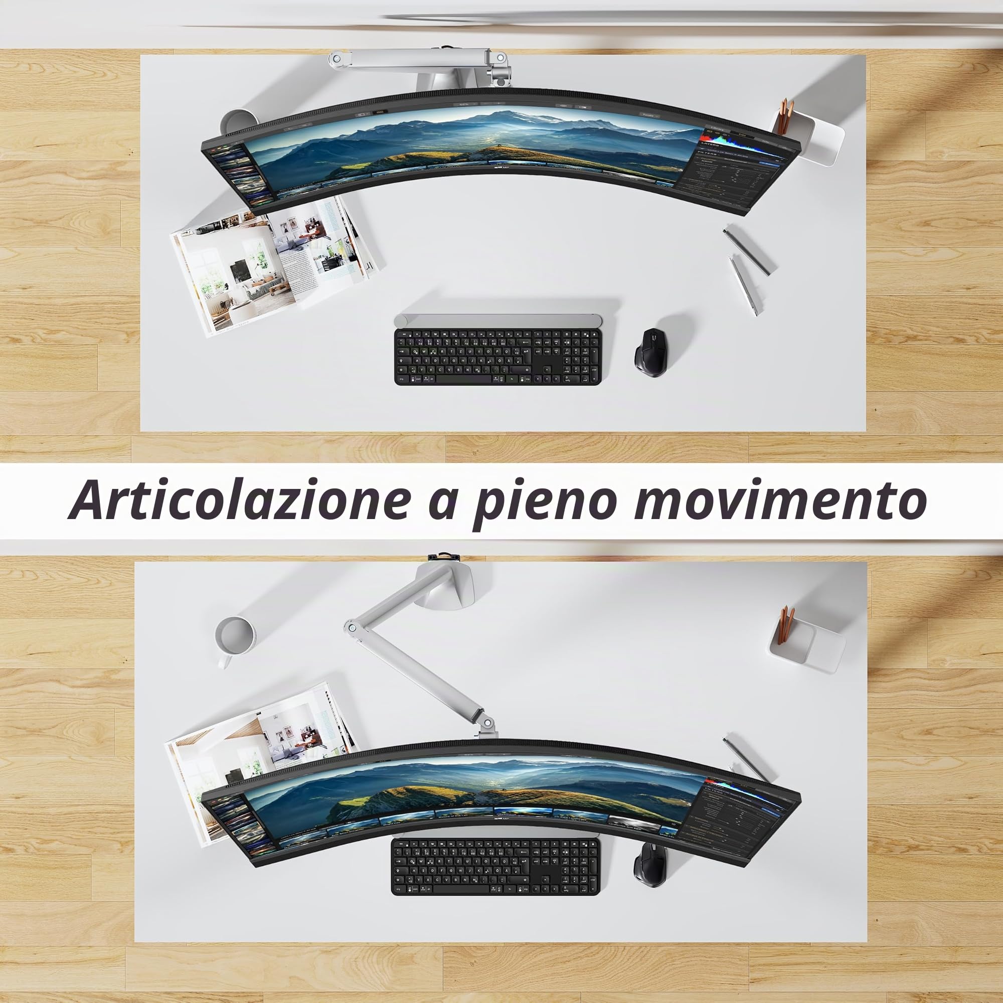 AVLT Supporto da scrivania per monitor singolo da 13"-34" per Halloween, adatto a un monitor piatto/curvo/ultrawide, movimento completo, rotazione inclinabile, braccio regolabile per monitor -