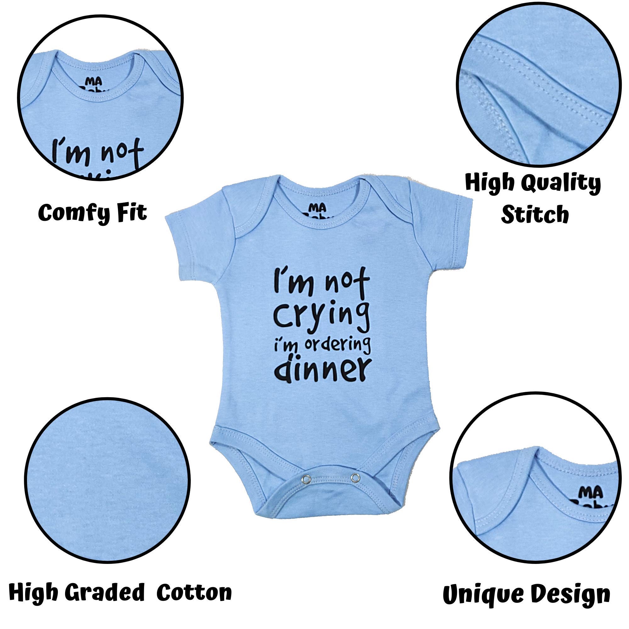 MA Baby Boys n Baby Girls Printed Cotton Baby Bodysuits Onesie Romper t Shirt for New Born Infant Toddlers Baby Dress Clothing Set of 4 (Multicolour 6-9 Months)