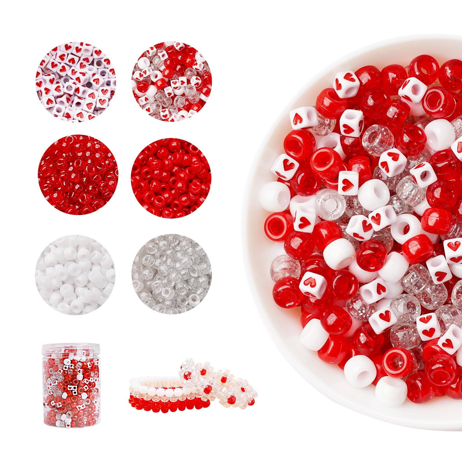 Amazon.com: Red and White Pony Beads (1200pcs), Valentine's Day