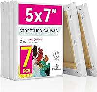 PHOENIX 5x7 Inch Stretched Canvas 7-Pack - Triple Primed 100% Cotton for Oil, Acrylic & Pouring Art