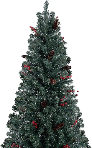 Miniatura 17 de Naomi Home Árbol de Navidad nórdico de 7.5 pies con luces, árbol de Navidad realista y encantador preiluminado con 1266 puntas de rama, 700 luces