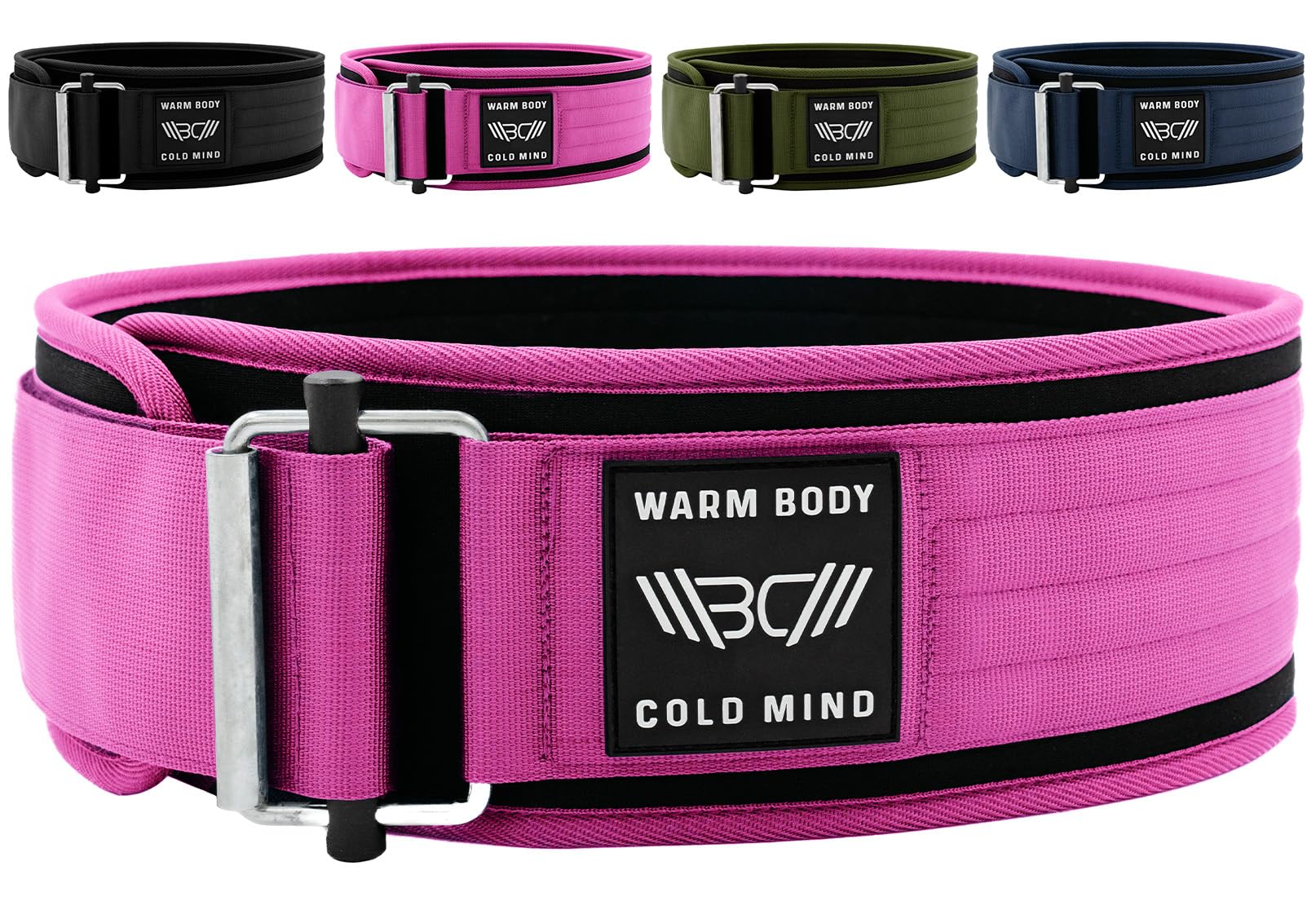 WARM BODY COLD MIND 4" Weight Lifting Belt 2.0 - Perfect for Olympic Weightlifting, Squats, Deadlift, Powerlifting - Gym Back Support for Men and