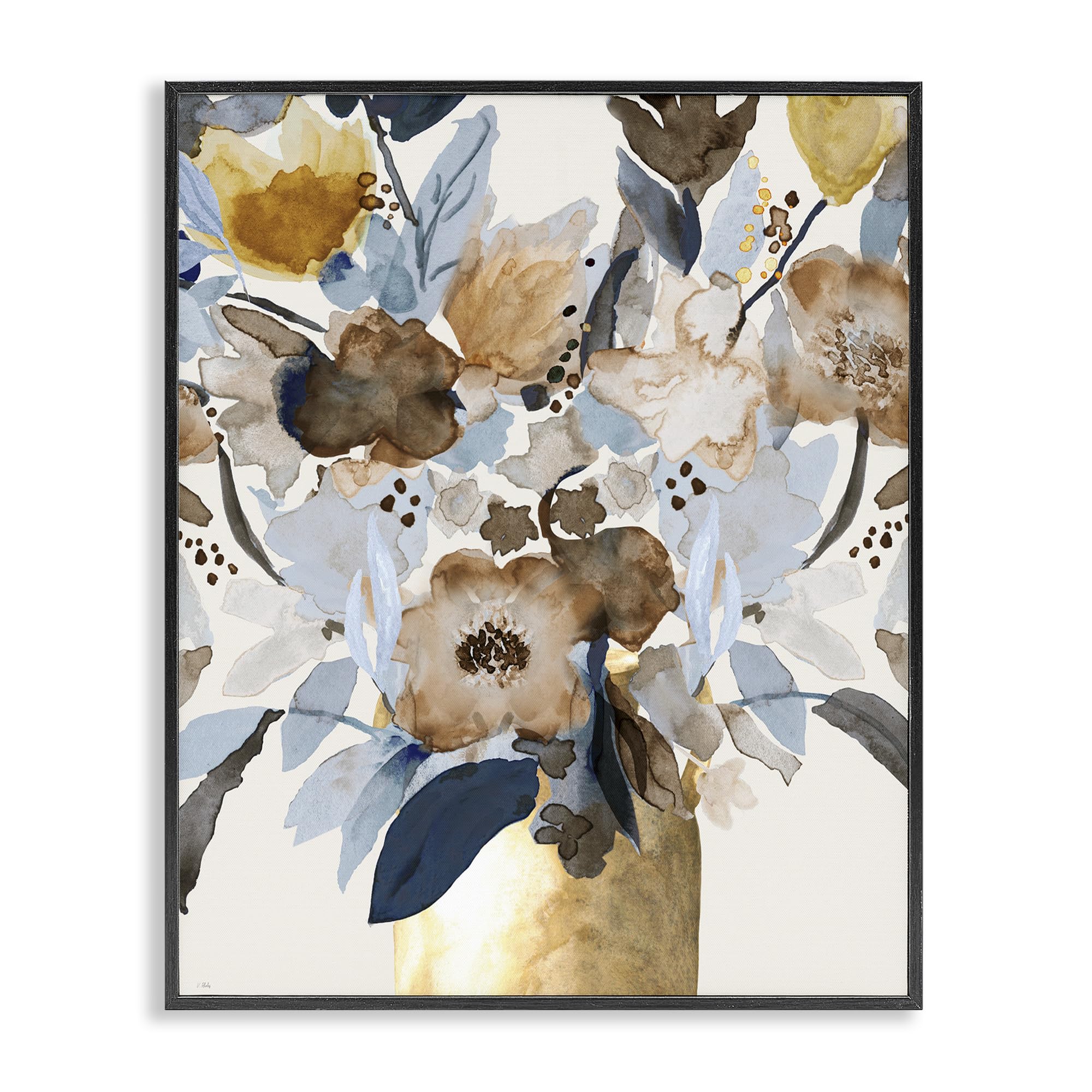 Stupell Industries 'Expressive Earthy Blossoms', Framed Giclee Art, Black, 16 x 20 Inches, Easy to Hang and Sturdy, Made in USA, by Val Rhodes