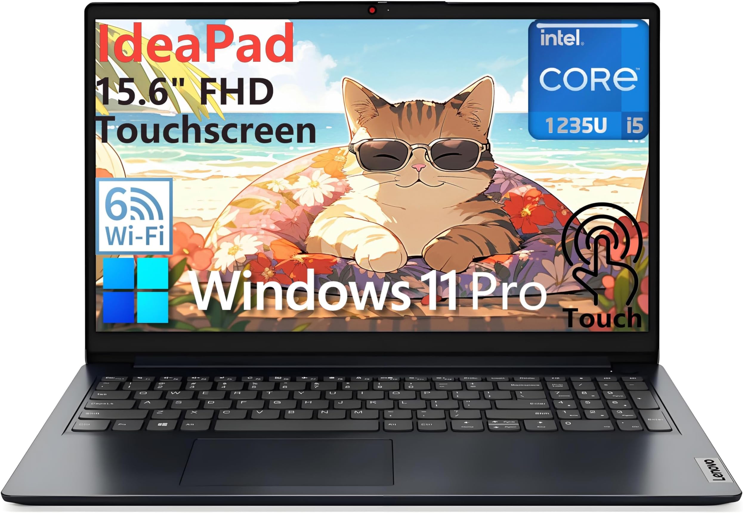 Lenovo Ideapad Laptop, 15.6" Touchscreen FHD Computer, Intel 10-Core i5-1235U (Beat i7-1195G7), 24GB DDR4 RAM, 2TB PCIe SSD, WiFi 6, BT 5.2, Type-C, HDMI, Abyss Blue, Windows 11 Pro S