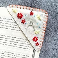 Vista 33 de Marcapáginas de esquina bordado a mano personalizado, lindo marcador de libro con flores, regalo de costura a mano para mujeres amantes de los Rojo