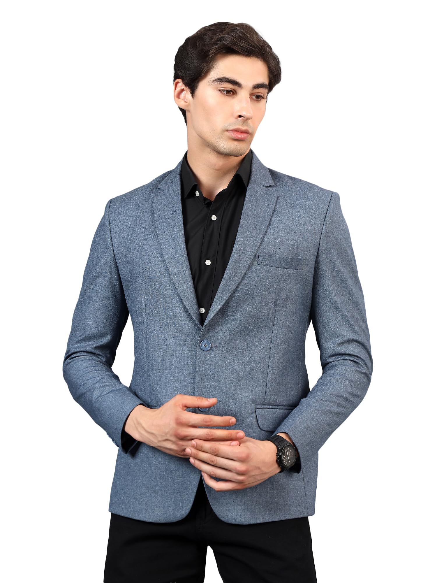 rb rajniti blazer Men's Pinstripe Double-Breasted Blazer, Slim Fit, Notch Lapel, Formal-picture-24