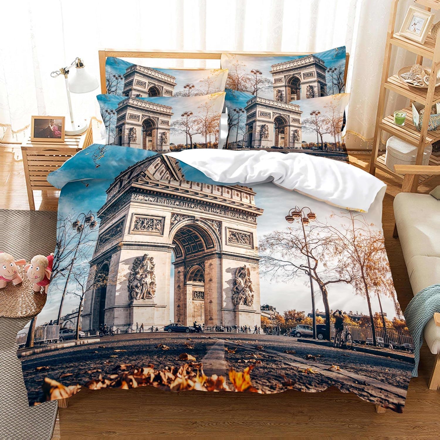 LMMSMGS Super King Size Duvet Cover London Bedding for Kids Aldult with Zipper Closure Soft Hypoallergenic Microfiber Duvet Cover 102.3"x 86.6" + 2 Pillowcases 19.7"x 29.5"