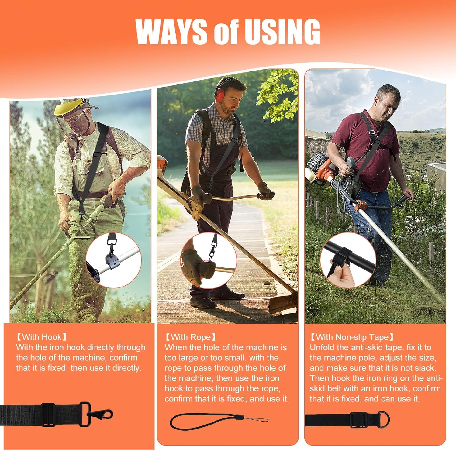 DA LI SHI Trimmer Shoulder Strap for Weed Eater Strap,Compatible with EGO String Trimmer and All Types for Weed Eaters Clearance,Leaf Blower(Orange) : Patio, Lawn & Garden