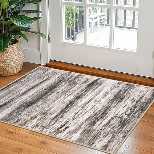 Miniatura 66 de KOZYFLY Alfombra moderna abstracta lavable de 2.6 x 10 pies, antideslizante, suave, alfombra de camino de cocina, alfombra a rayas azules óxido para