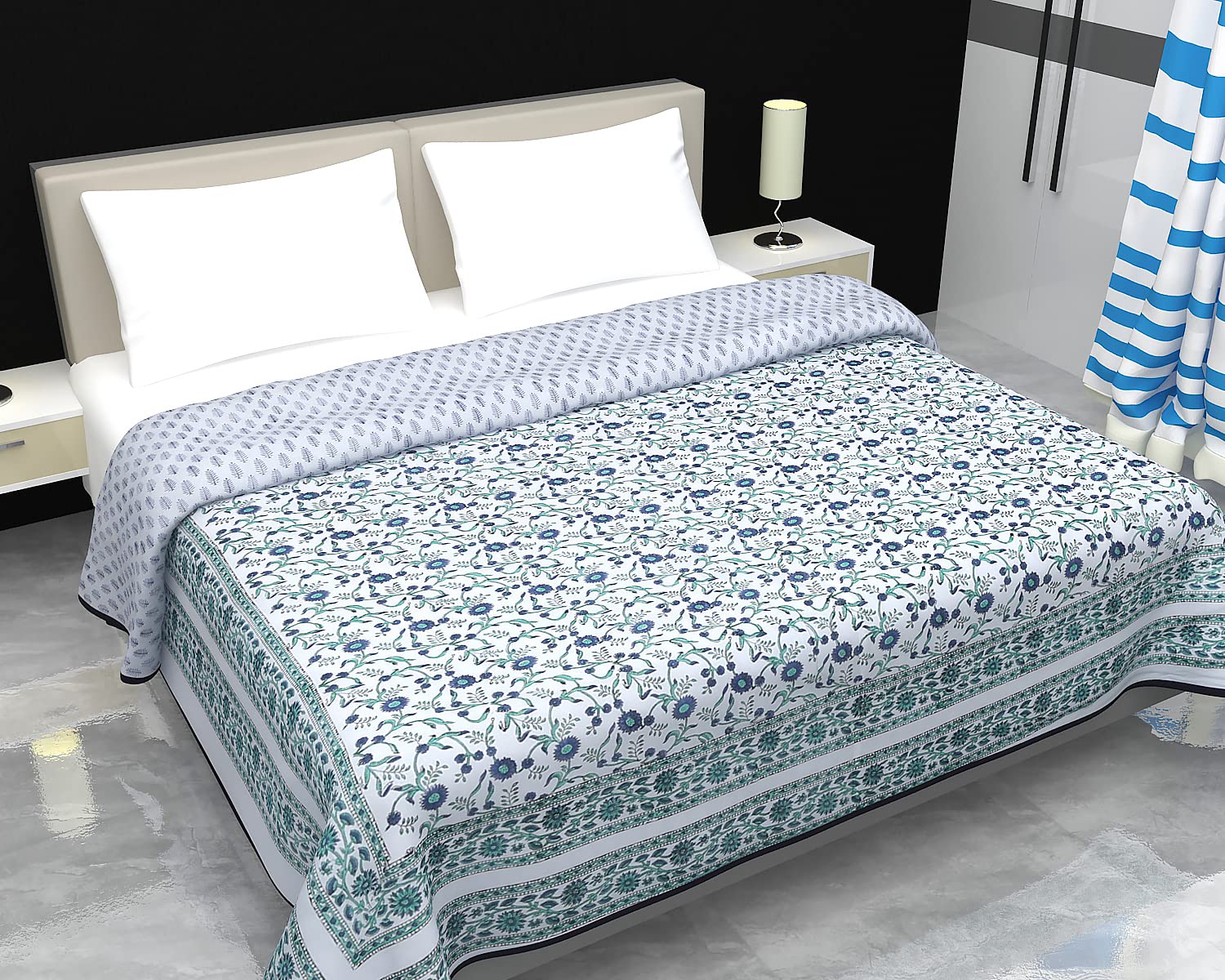 Buy Jaipur Dohar Pure Cotton Dohar (AC Blanket), Hand Block Double Bed  Blanket (All Season Dohar) Cotton Rajasthani Dohar - 90 x 108''–  (Quilt/Comforter/Blanket) (Blue Green net) Online at Low Prices in