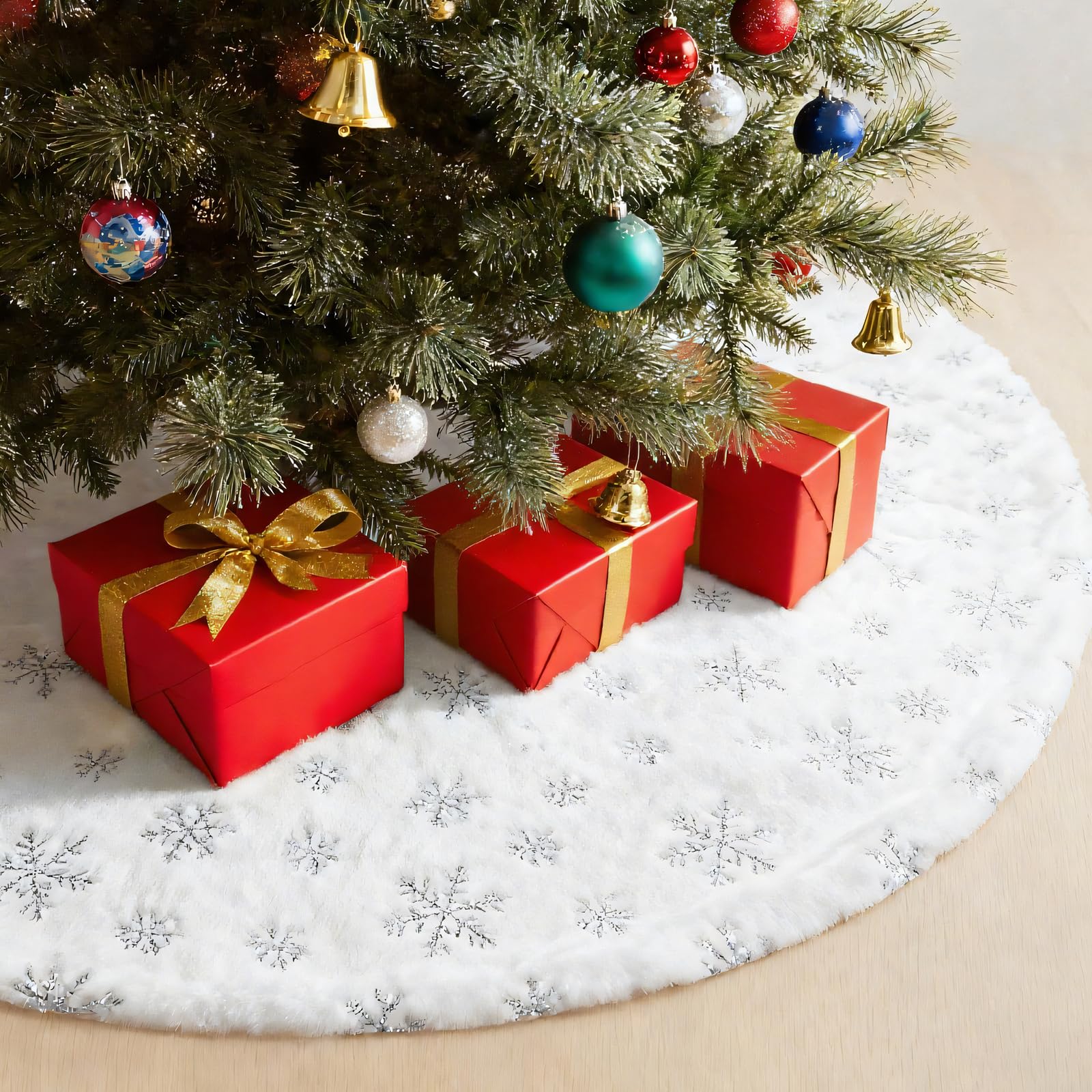 Couvre-pied de sapin peluche double couche pour cacher le support