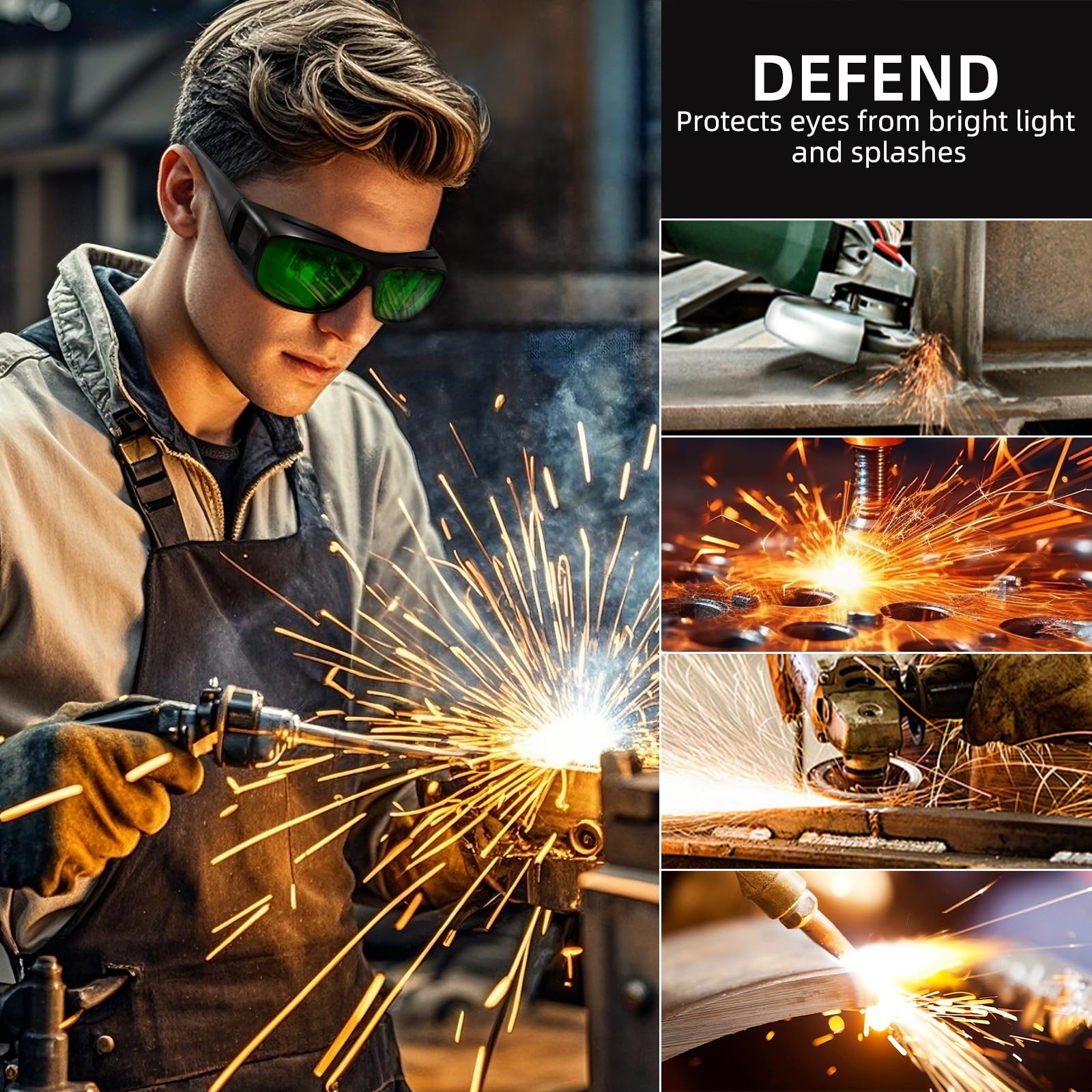 Gafas de soldadura envolventes para soldadura de gas, corte y molienda, gafas de seguridad, antirreflejos, antiimpacto, protección UV, 5-7 piezas