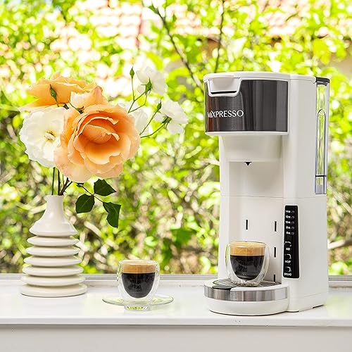 Vista 46 de Mixpresso Cafetera de una sola porción compatible con cápsulas K-Cup y café molido, cafetera K-Cup de una sola porción con 4 tamaños de preparación