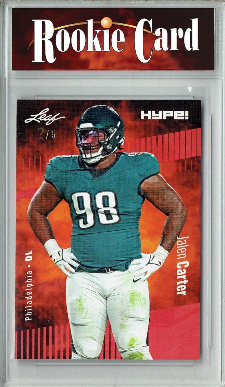 Certified Mint+ Jalen Carter 2023 Leaf HYPE #126 Red SP, Just 5 Made Rookie Card Philadelphia Eagles