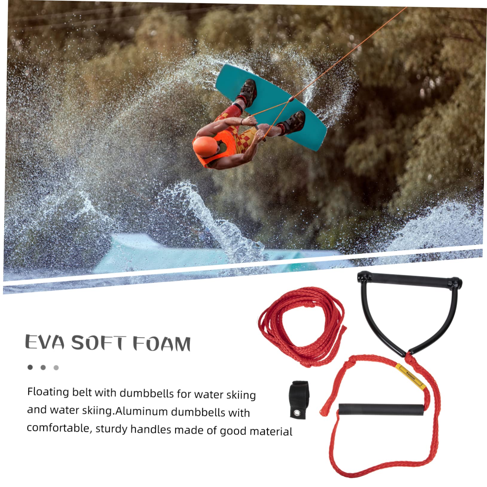 Balacoo Wakeboard Ski Rope Water Activity Rope Floating Waterskiing Towables Rope Handle for Water Skis