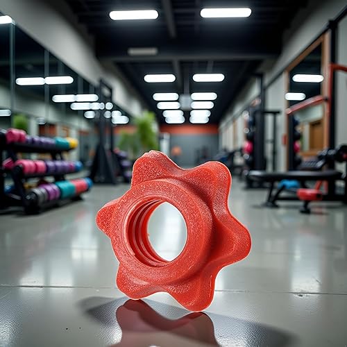 Miniatura 5 de Mancuerna fija roja, tuerca de mancuerna antideslizante, accesorios de levantamiento de pesas hexagonales, collar de barra de barra de tuerca