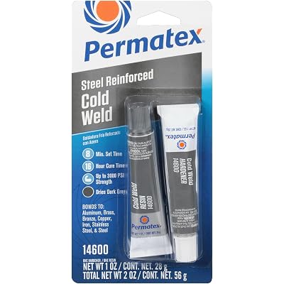 Permatex 14600 Cold Weld Bonding Compound, Two 1 oz. Tubes