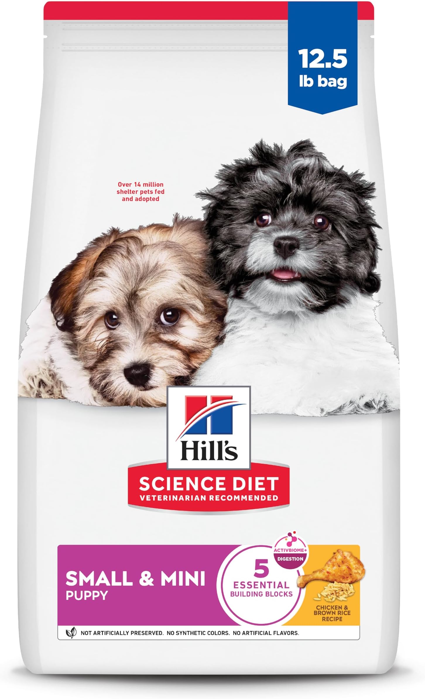 Puppy Small & Mini Dry Dog Food, Chicken & Brown Rice, 12.5 lb. Bag