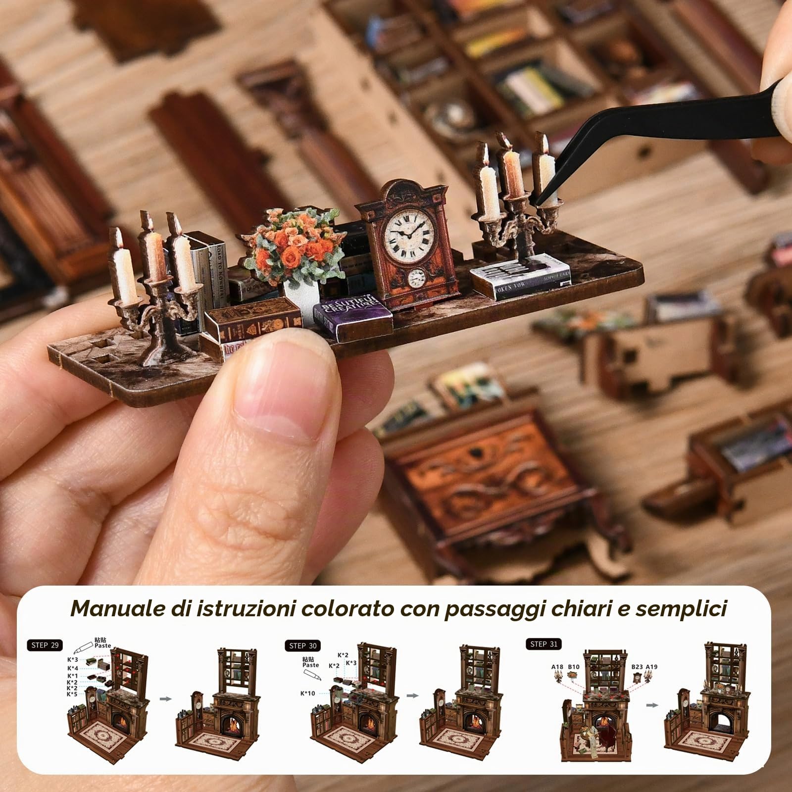 Book Nook Kit-Casa delle bambole in stile giapponese con luci a LED, puzzle 3D in legno,book nook diy kit，kit di bricolage per adulti, regali di Natale e compleanno