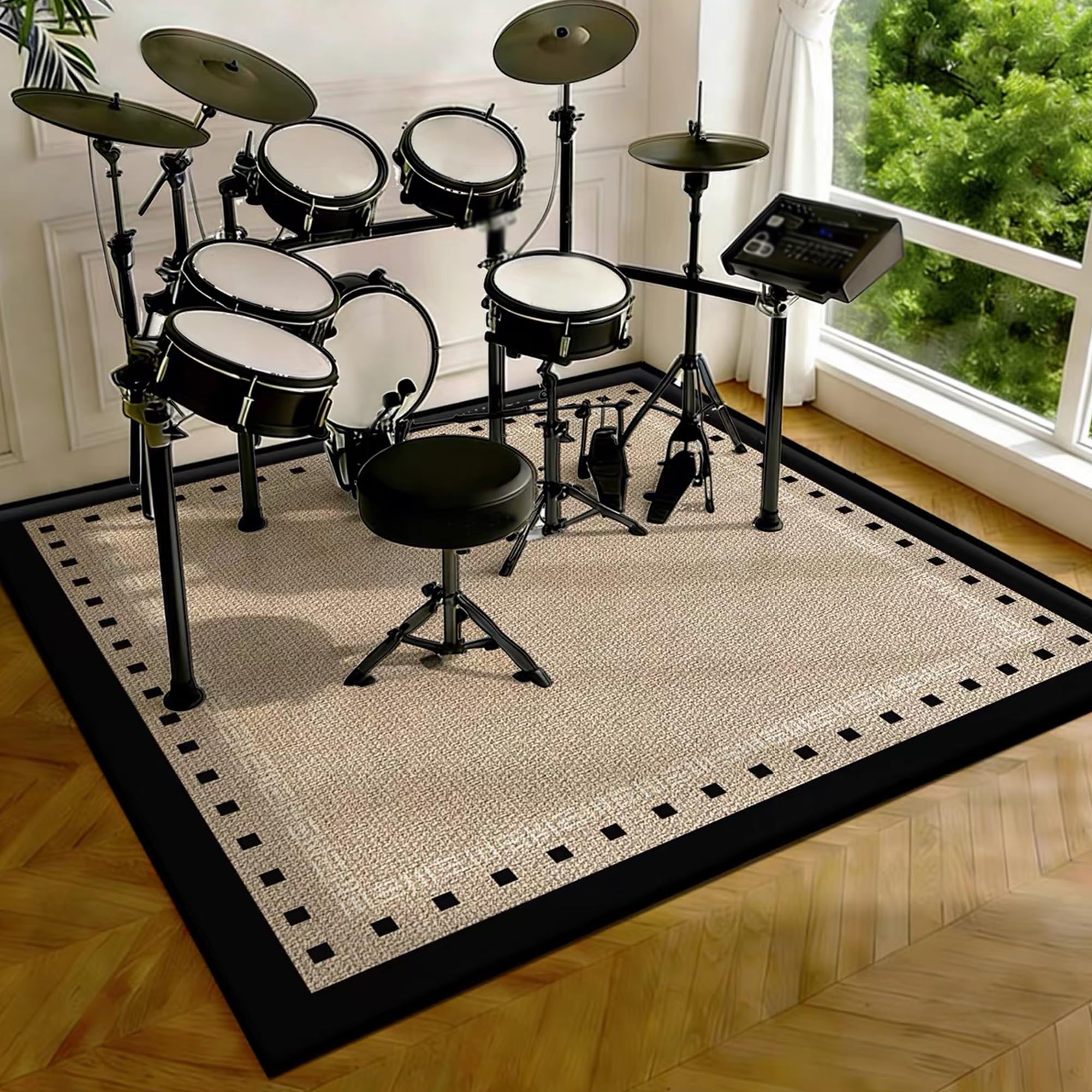 Drumming Drum Rugs, Drum Mat Drum Rug Non Slip Soundproof Mats, 180 x 140 cm Drum Carpet for Drummers Outdoor, Electronic Drum Set Practice Music Rug, Floor Protection Pad for Splash Cymbal Stands