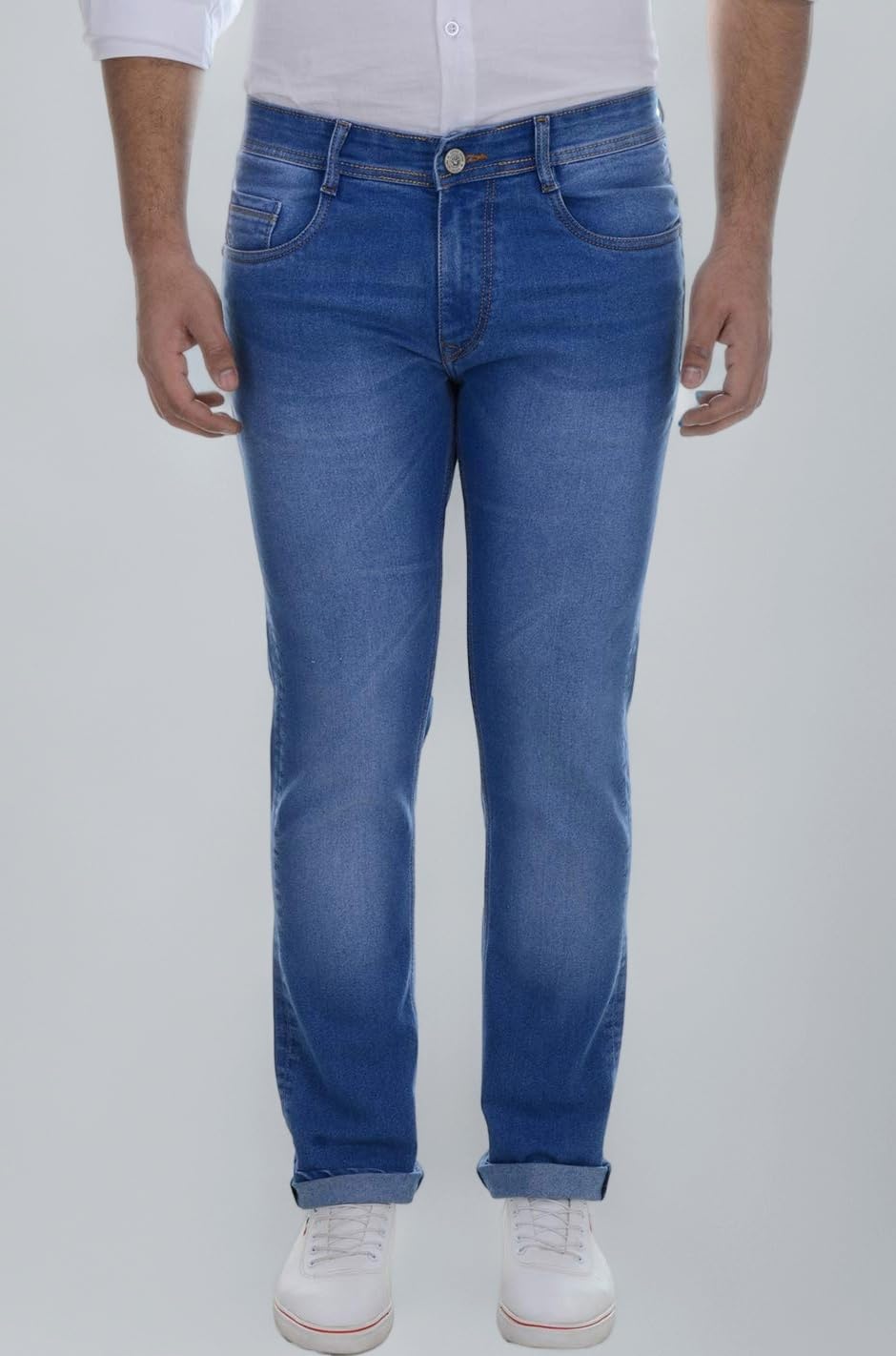 Men's Regular Fit Stretchable 36 Size Dark Blue Cotton Denim High Rise Jeans Pant for Men, JJ3-2