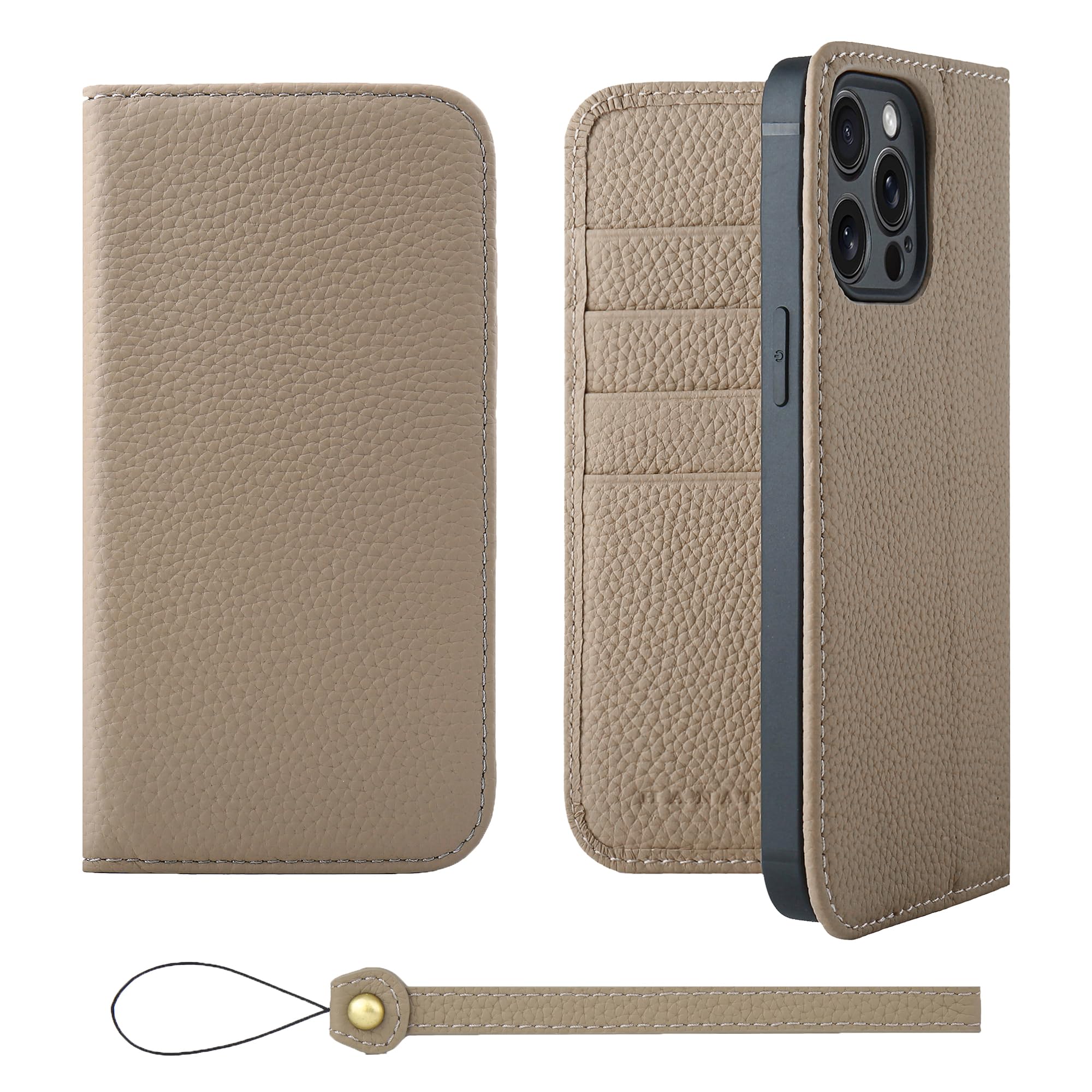 【色:グレージュ_サイズ:iPhone15ProMax】HANATORA iPh Amazon.co.jp: HANATORA iPhone15ProMax ケース 手帳型 本革