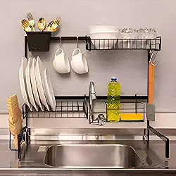 Cozinha Autosustentável Suspensa Bancada Organizador Aramado Escorredor de Pia 14 Peças DiCarlo 63cm (Preto)